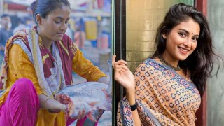 বাজারে মাছ কাটার কাজ করেন তটিনী